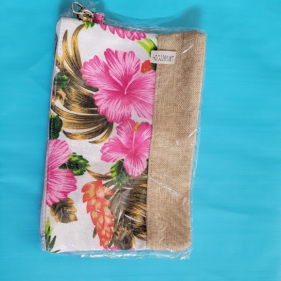 Floral Canvas Clutch with Tan Accent - Picture 2 of 4